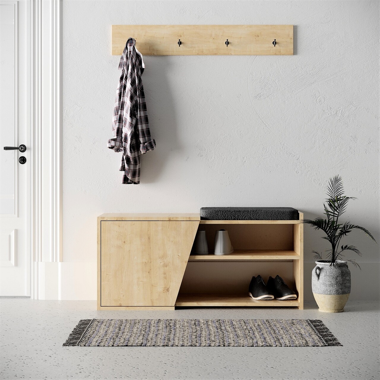 Pantofar Fiona, Decortie, 104x37x47 cm, PAL melaminat, oak - imagine 6